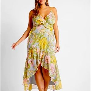 EXPRESS Floral print high-low maxi dress